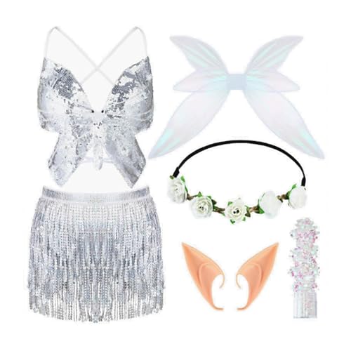 Tenue de danse du ventre costume de papillon et écharpe de hanche multicolore