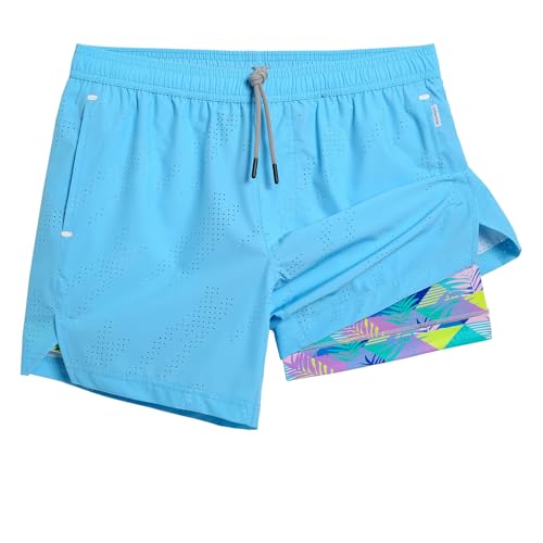 maamgic Mens Running Shorts with Compression Liner 5' Quick Dry Workout Shorts Anti-Chafe Gym Shorts...