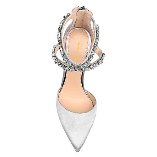XYD Women Pointy Toe Rhinestone Cross Strap Pumps Stiletto High Heel Wedding Party Dress Shoes4