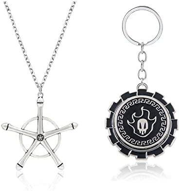 SONGCHANGJEWELRY Anime Bleach Necklace - Ichigo Kurosaki Black Flaming Shinigami Keychain - Cosplay Gifts for Men Women