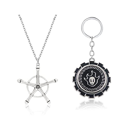 SONGCHANGJEWELRY Ichigo Kurosaki Anime Necklace - Black Flaming Shinigami Keychain Cosplay Accessories - Birthday Gifts for Men Women