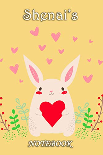 Shenai's Notebook: Shenai Personalised Custom Name Notebook - Love Heart Rabbit