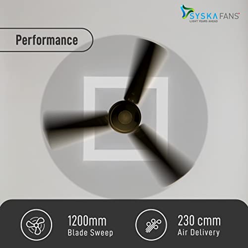 Image of Syska Powertec SFR500-5 Star BLDC Rated BEE Certified Energy Efficient 30 Watt High Speed Fan 1200MM (BROWN)