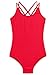 Kanu Surf Girls, Reese UPF 50 Beach Sport Criss-Cross One Piece Swimsuit, Rib Solid Red, 8