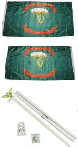 3x5 1st Irish Brigade Ireland 2ply Flag White Pole Kit Set - Party Decorations Supplies For Parades - Prime Outside, Garden, Men Cave Decor Flag