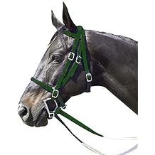 Intrepid International Exselle Horse Bridle - Durable Nylon Racehorse Bridle with Adjustable Rubber Grip Horse Reins, Cavesson & Curb Strap Attached - English Bridle Sets for Horses
