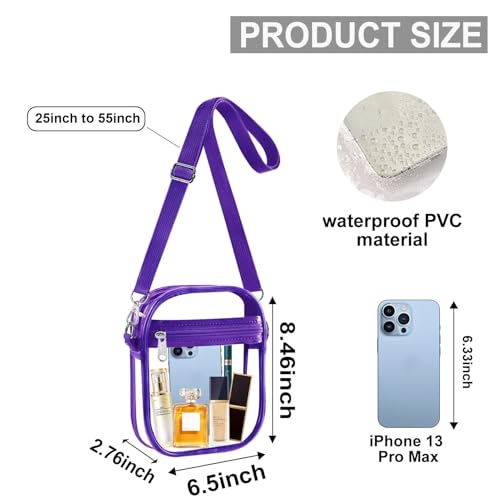 Image of Fibrdoo Clear Crossbody Purse Bag, Clear Bag Stadium Approved with Front Pocket for Concerts Sports Festivals