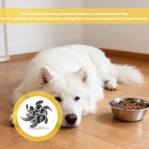 Anti Schling Einsatz für Napf,Hund Schlingnapf,Anti Schling Napf Hund Silikon,Antischlingnapf Hunde Langsam Fressnapf mit Saugnäpfe rutschfest,Übermäßiges Essen Schneidbar für Katzen Haustiere