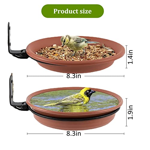 Bird Feeder Tree Mounted For Bird Feeder 4Pcs Bird Bath Bowl Plastic Bird Seed Tray Installed On Wooden Fence Wall Tree Deck Stakes With Heavy Duty Iron Ring,(2Trays+2Racks) #TOP1