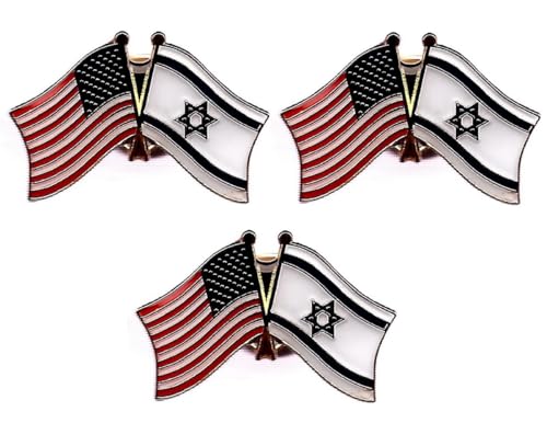 3 Israel Crossed Enamel Flag Pins Pack of 3 Friendship Double Flags