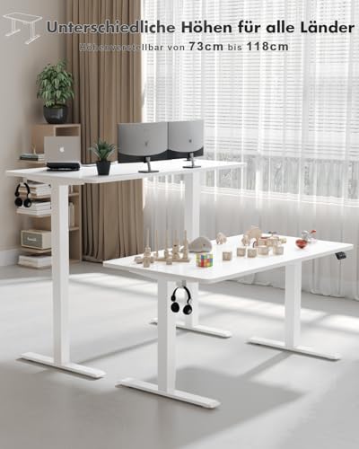 Devoko Elektrisch Höhenverstellbarer Schreibtisch 160 x 70cm,Weiß – Ansicht 2