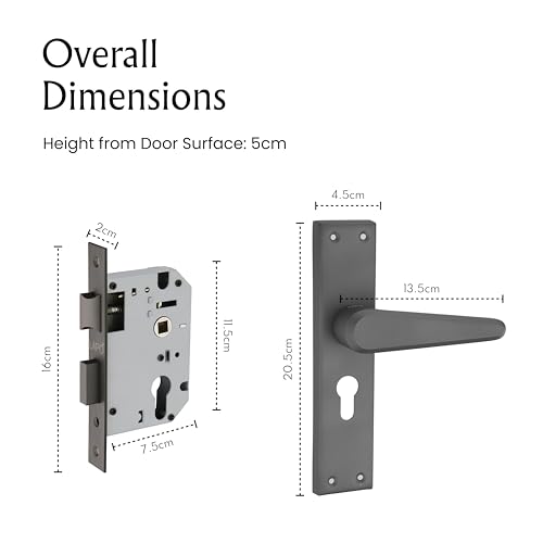 Image of LAPO Mortise Door Lock for Home Main Door & Bedroom with Handle | 45x45mm Body | Heavy-Duty 60mm Cylinder | 3 Brass Keys | Left-Right Fit 30-50mm Door Home Office Hotel | Black Finish | CY-164