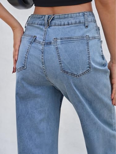 Cicy Bell Womens Baggy Horseshoe Jeans Boyfriend Wide Leg Vintage Mid Rise Cropped Denim Pants4