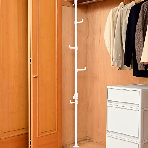 Yamazen WJO-718(WH) Tension Pole Hanger (Closet, Width 9.8 x Depth 9.8 x Height 31.5 - 81.5 inches (25 x 25 x 80 - 207 cm), Hat Bag Storage, Easy Tension (Utility Model Acquired), Assembly Required, White