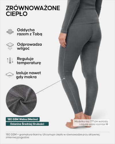 DANISH ENDURANCE Termiczne Legginsy Damskie, Wełna Merino, Bielizna Bazowa | Termiczne legginsy z wełny Merino 180 GSM,