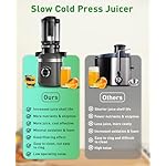 Cold Press Masticating Juicer Machines with Built-in Blades for Slicing Whole Fruits & Vegetables, 4.35" Large Feeding Chute, Quiet & Easy to Clean, 99% High Juice Yield - Image 5