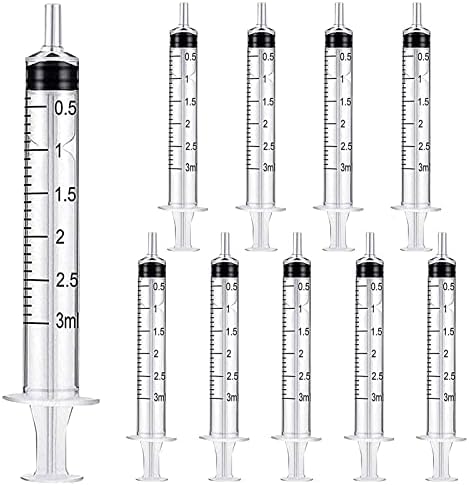 10PCS 3Ml Plastic Syringes Measuring Syringe No Needle Syringe Reusable 3Ml Syringes Sterile Colostrum For Scientific Lab Baby Medicine Dispensing Liquid Measuring Watering Pet Feeding Glue Applicator