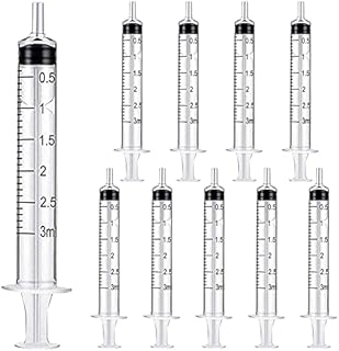 10PCS 3Ml Plastic Syringes Measuring Syringe No Needle Syringe Reusable 3Ml Syringes Sterile Colostrum For Scientific Lab Baby Medicine Dispensing Liquid Measuring Watering Pet Feeding Glue Applicator