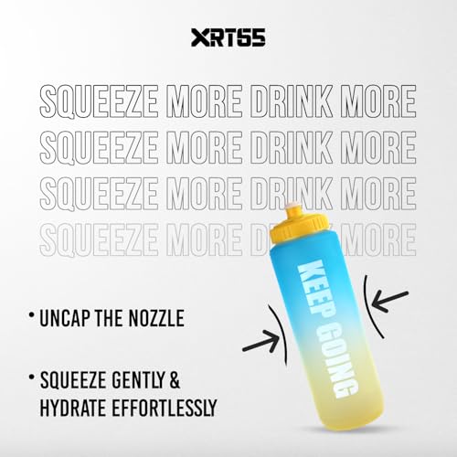 Image of XRT65 Polypropylene Plastic Squeeze Sipper Bottle for Sports - 1 Liter | BPA-Free | Running Bottle for Running, Cycling, Training, Exercise, & Fitness | Light Weight, Extra Grip, Multicolor
