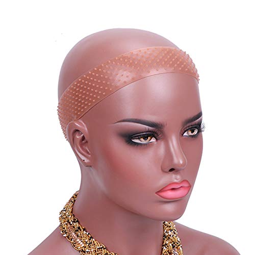 No-Slip Wig Grip Band Transparent Silicone Wig Band Comfort Head Hair Band Extra Hold Wig Headband Adjustable Women Hair Wig Band (Tan)