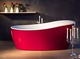1800 mm x 850 mm x 440 mm Freistehende Badewanne AVIVA von Ottofond 1800x850mm Ovalbadewanne rot / weiß