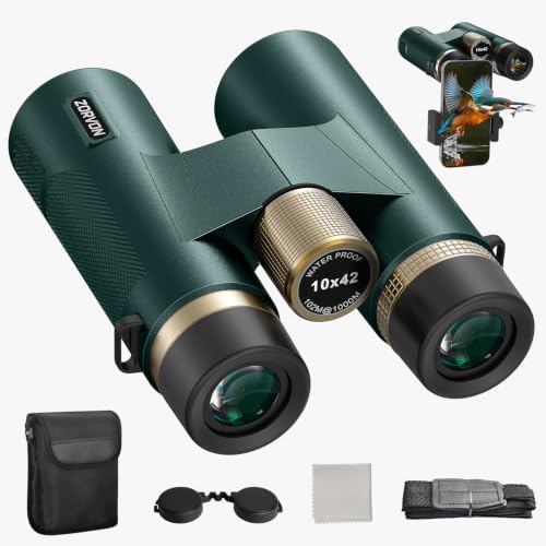 10x42 HD Binoculars for Adults, High Powered Binoculars with BAK4 Prism, Low Light Vision, Easy Focus, Waterproof Binoculars with Large Eyepiece for Bird Watching, Alaska Cruise, Hiking, Hunting