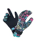 XUKER Neoprene Gloves Men Women, 3mm Five Finger Winter Wetsuit Gloves Keep Warm for Scuba Diving Surfing Swimming Fishing Water Sports (Printed Pattern, X-Small)