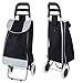 2 Wheels 35L Lightweight Shopping Grocery Trolley Travel Folding Cart Luggage Waterproof Foldaway Shopping Cart Grocery Bag for Easy Storage - Black