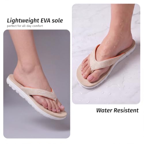 Image of YOHO Fauna 002 V-Strap Slippers for Women | Lightweight EVA Comfort | Platform Sole | Breathable Fabric Upper | Shock Absorption | Water-Resistant | Easy to Style