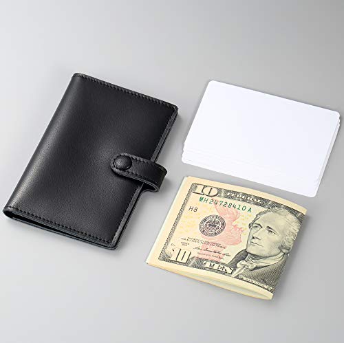 Image of HISCOW Minimalist Thin Bifold Card Holder - Italian Calfskin (Dieter Diez, Black)