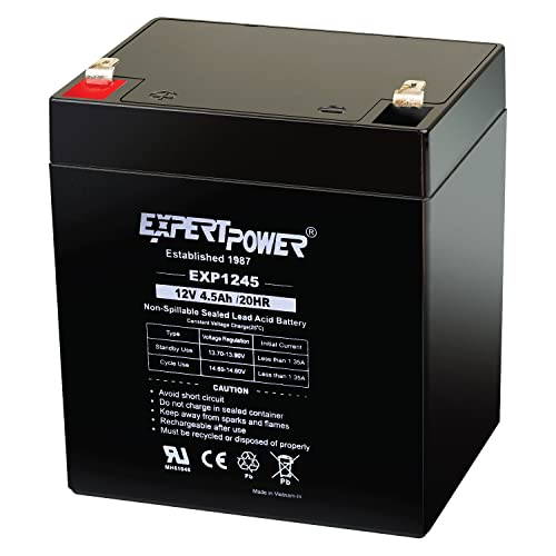 ExpertPower EXP1245-12V 4.5Ah Rechargeable SLA Battery for Security System UPS Garage Door Opener Replacement Fire Alarm Batteries Sealed Lead Acid 12V Battery Backup