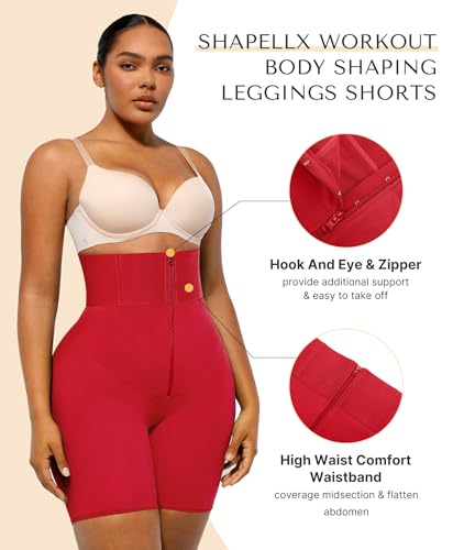 Image of SHAPELLX Women High Waist Leggings Tummy Control ElasticFuse Waistband Shaping Leggings Waist Trainer Yoga Pants