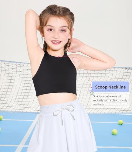 Girls Training Bra Scoop Neck Sports Bra for Teens Kids Strappy Back Dance Yoga Crop Tops4