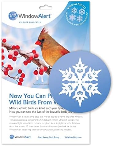 WindowAlert Snowflake Anti-Collision Decal - UV-Reflective Window Decal to Protect Wild Birds from Glass Collisions - Made in The USA