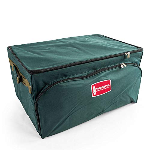 Treekeeper (Green Christmas Ornament Storage Box With Dividers - Deluxe Ornament Keeper - Holds 72 Ornaments Up To 4 Inches In Diameter | 3 Removable Trays With Separators | Acid-Free Fabric Lining #TOP1