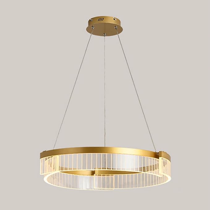 Mjsdjof Eetkamer ring hanglamp, creatieve metalen kroonluchters met witte acryl decoratieve lampenkap, moderne LED 3-kleuren modus verlichtingsarmatuur, eenvoudige woonkamer hangende lampen 42W