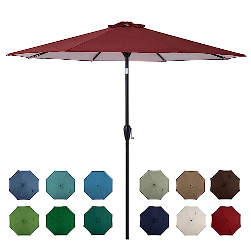 Tempera 10' Outdoor Market Patio Table Umbrella With Auto Tilt And Crank,Large Sun Umbrella With Sturdy Pole&Fade Resistant Canopy,Easy To Set,Red #TOP5