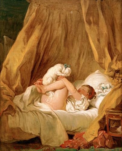Cuadro decorativo Fragonard Ragazza con cane, arte en lienzo emocional de 60x90cm
