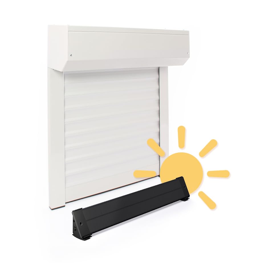 Volet Roulant Solaire Autonome Ajustable en Aluminium h215 x l240 cm- Coloris Blanc- Montage...