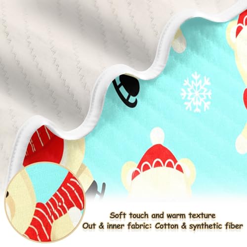 Burbuja Cartoon Bears Ice Skating Baby Blanket for Boys Girls, Nursery Soft Warm Swaddling Receiving Baby Blankets, 30x40 in Toddler Blanket2