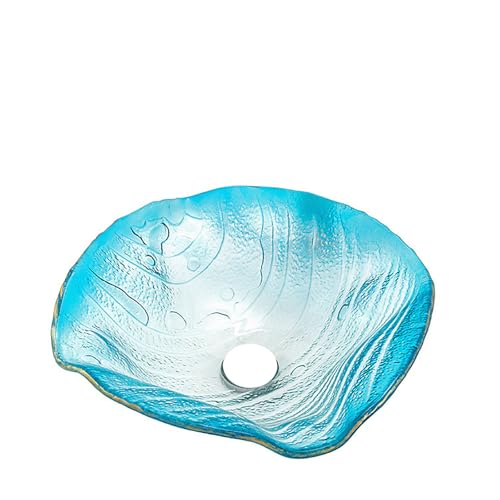 Lavabo de luxe en verre bleu, lavabo décoratif de salle de bain, bol moderne de 12 L, lavabo artistique à poser sur le plan de travail pour une décoration d'intérieur élégante