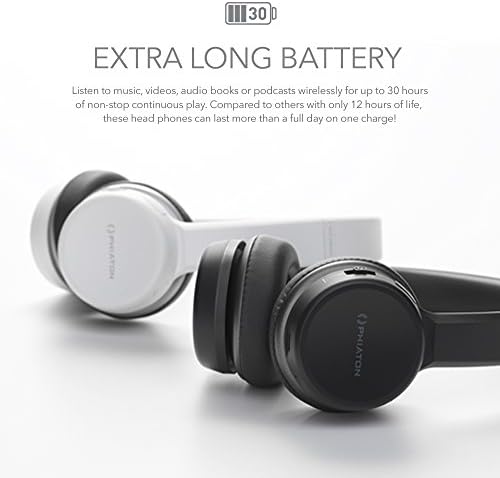 Phiaton BT 390 on Ear Hi-Fi Stereo Wireless Bluetooth Headphones, Foldable, Noise Isolation, EverPlay-X Wireless Headset, 30 Hours Play Time, with Deep Bass Stereo and Mic, White