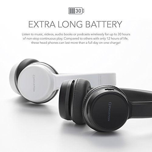 Phiaton Bt 390 On Ear Hi-Fi Stereo Wireless Bluetooth Headphones, Foldable, Noise Isolation, Everplay-X Wireless Headset, 30 Hours Play Time, With Deep Bass Stereo And Mic, White #TOP3