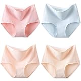 LQQ Bikinis damskie majtki typu lain list damskie 4 pary z pełnej bawełny, wygodne maxi, wysoka talia, pełna bielizna bawełniana (kolor: C, rozmiar: 3XL)