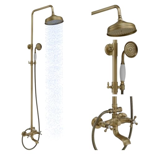 Bathfinesse Outdoor Shower Kit, Brass Shower Faucet Set with 3