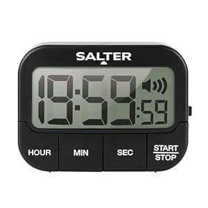 Salter 355 BKXCDU Digital Kitchen Timer – LCD Display, Loud Clock Timer, Magnetic Cooking Stopwatch, Self Standing, Count Up Or Down,19 Hours 59 Minutes and 59 Seconds, Memory Function, Large Buttons