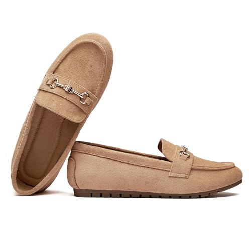 Image of BGSTGUDS Women's Wide Loafers Shoes Cute Dressy Shoes Ladies Comfort Slip Ons Work Shoes