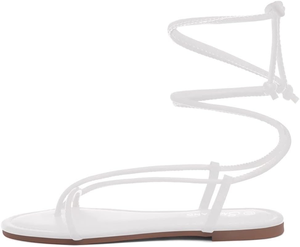 Shoe Land Women’s Flat Sandals – Comfortable Lace-Up Gladiator Sandals with Adjustable Ankle Wrap | Strappy Crisscross Open Toe Tie-Up Shoes for Summer, Beach & Travel - Image 3