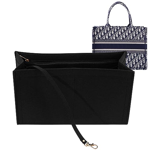 LOUKAYCCI Organizador para bolsa Dior Book Tote – Bolsa média com feltro premium e vários bolsos (grande, preto)
