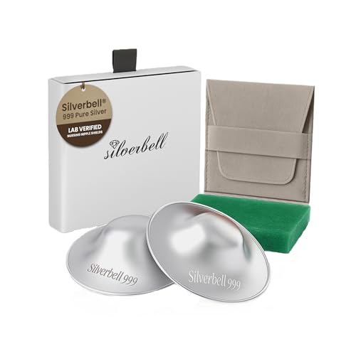 Image of The Original 999 Carat Pure Silver - Nipple Shields for Nursing Newborn - Covers -Silver Nursing Cups - Newborn Essentials Must Haves - Breastfeeding Nipple Covers
